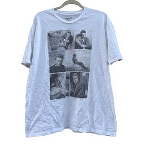 James Dean Graphic Tee Shirt Short Sleeve Top in White 100% Cotton Size XL